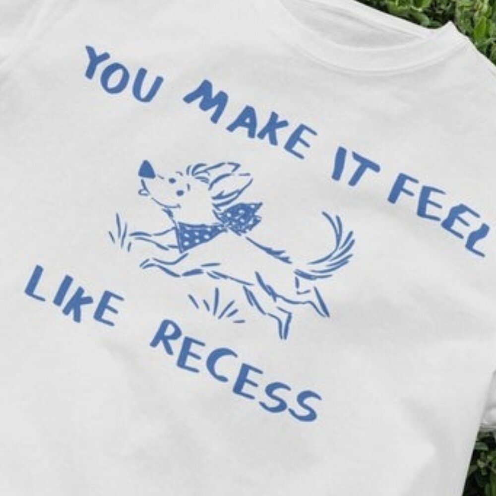 Retro Dog Recess T-Shirt, Playful Dog Graphic Tee - Picture 2 of 4